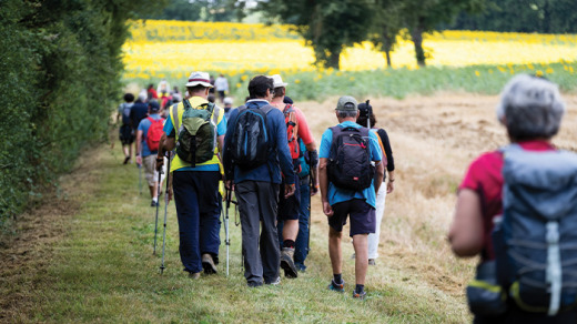 Les randonneurs du GR46 au départ de Roqueserière, le 1er juillet 2022