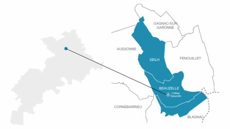 Carte scolaire du collège de Beauzelle