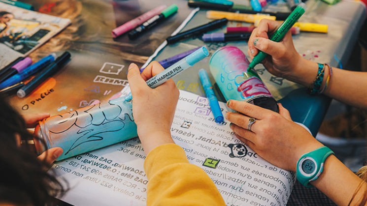 Atelier graffiti à la Block Party de l'Espace Roguet